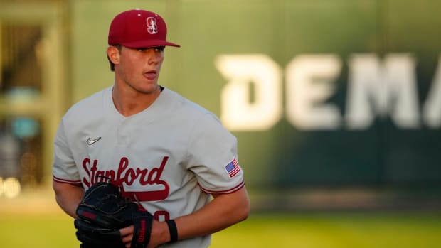 Stanford pitcher Matt Scott University during a game at Phoenix Municipal Stadium on May 6, 2023.